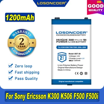 100% Eredeti LOSONCOER 1200mAh BST-30 Az Akkumulátor Sony Ericsson K300 K506 F500 F500i J200c J200i J210i K300a K300c Mobil Telefon