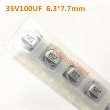10DB Chip alumínium elektrolit kondenzátor 35V 100UF 6.3*7.7 mm SMD alumínium elektrolit kondenzátor, 100uf 35v
