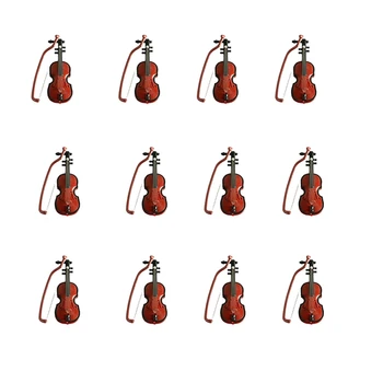 12 Beállítja Mini Hegedű Karácsonyi Hegedű Modell Asztali Készülék Dísze Mini Hegedű Díszek, Karácsonyi Díszek