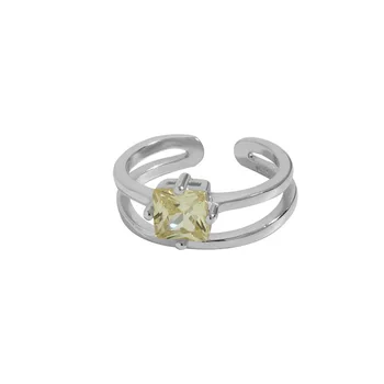 2023 Kis Design Fény Luxus Olíva Zöld Cirkon Gyűrűs Farok Gyűrű 925 Ezüst Női Vegyes Gyűrű