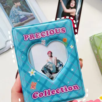 3 Inch 40 Zsebbel Fotóalbum Koreai Idol Képek Tárolási Könyv Ins Kockás Üreges Szerelmes Szív Fénykép Kártya Binder Mini Album