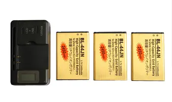 3x 2450mAh BL-44JN Arany Csere Akkumulátor + LCD Töltő LG Optimus Black P970 MS840 L5 P690 P693 P698 E510 E610 E615 E612