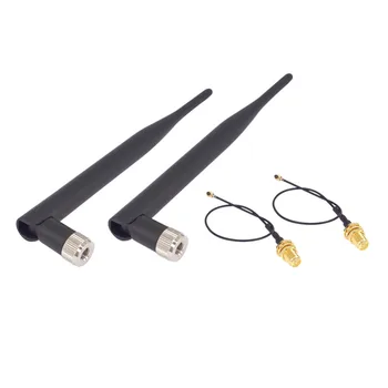 4 darab/tétel 5dBi 2,4 GHz-es RP-SMA Male Wifi Antenna +2 darab IPX, hogy RP-SMA Jack Férfi Pin Hosszabbító Pigtail Kábel 17cm