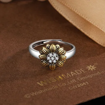 925 Sterling Ezüst Retro Arany Virág Női Gyűrű, Esküvői Luxus Designer Ékszerek, Kiegészítők Kínál Ingyenes Szállítás