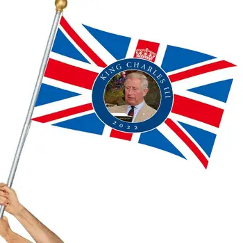 A brit King Charles III Zászló Mosható Egyesült Királyság Zászlók Ünnep Bannerek Beltéri Kültéri Angliában Charles III Banner