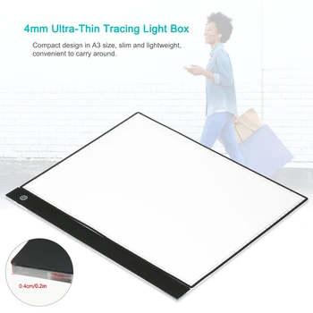 A3 LED Nyomon világító Doboz Pad Grafikus Tabletta Ultra-Vékony tervezőasztalhoz Copyboard 3 Szint Tompítása Külön Skála Lemez, Klipek
