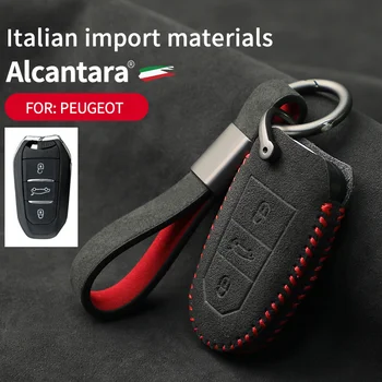 Alcantara flip szőrme billentyű fedél módosított Peugeot kulcs, táska 207 307 308 407 607 807 kulcs, táska medál