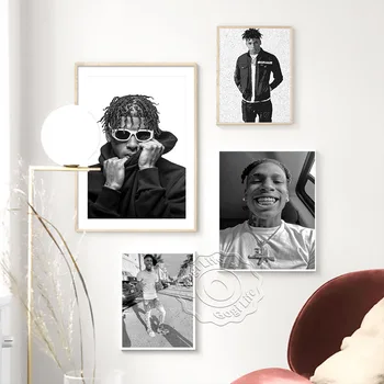 Amerikai Rapper Nle Choppa Fekete-Fehér Művészet Plakát, Album, A Hip-Hop Zene, Énekes Portré Művészi Nyomatok, Pob Bár Club Dekoráció Freskó