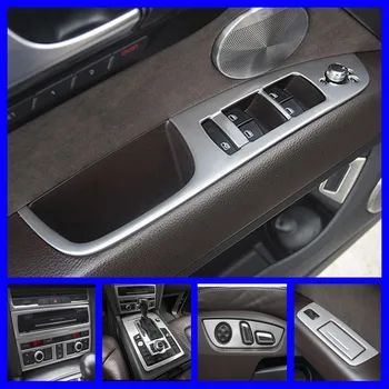 Autó Ablak Üveg Lift Keret Dekorációs Fedelet, Trim Audi Q7 2008-2015 Rozsdamentes Acél Sebességváltó Panel Módosított Matricák