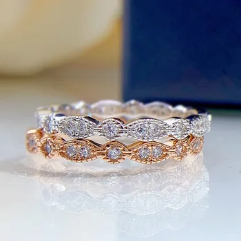 Az új egyszerű, de zseniális S925 ezüst, gyémánt eljegyzési gyűrűt, könnyű, elegáns, személyre szabott, divatos, sokoldalú