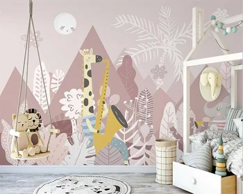 beibehang Egyéni modern skandináv kézzel festett rózsaszín völgy erdő gyermekek háttérképet cucc de parede 3d-s papier peint
