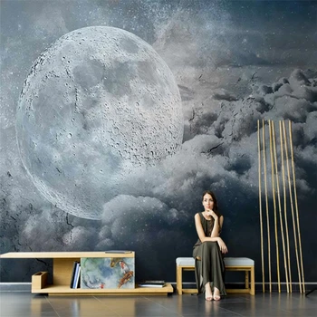 beibehang egyéni Skandináv minimalista hatalmas hold művészi olajfestmény tapéta a nappaliban TV háttér 3D fali papírokat lakberendezés