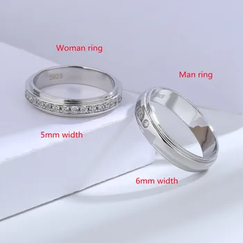 Buyee 925 Sterling Ezüst jegygyűrű Beállítja a Fény Cirkon Édes Gyűrű Női Férfi Kiváló Klasszikus Esküvői Ékszerek Kör