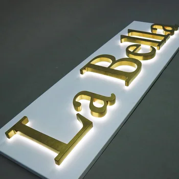 Egyéni Háttérvilágítású 3d-s Levelet, Rozsdamentes Acél Jelzőtábla Led Üzleti Kültéri Csatorna Bolt Előtt Signage Jel