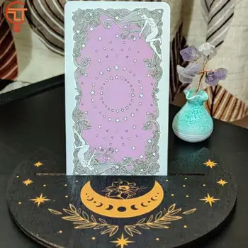 Fekete Fa Tarot Kártya Állni Boszorkány Jóslás Eszközök Hold Alakú Kijelző Jogosultja Oltár Bázis Ajándékok Rajongó Jóslás