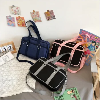 Japán stílusú JK Rózsaszín Egységes válltáska Női Nagy kapacitású Bőrönd Táska Táska Messenger Bag Táska