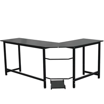 L-Alakú Asztal Számítógép Asztal Fekete[US Állomány]