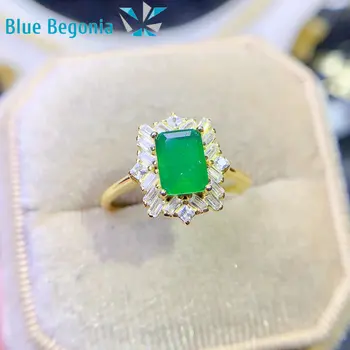 Labor Smaragd Gyűrű Finom Ékszerek a Nők Évforduló Ajándék 925 Sterling Ezüst 5*7mm Drágakő
