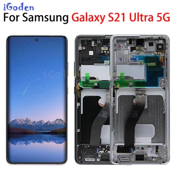 LCD Samsung Galaxy S21 Ultra 5G Lcd G998F G998F/DS a Keret a Kijelző érintőképernyő Digitalizáló Samsung s21 Ultra LCD G998B