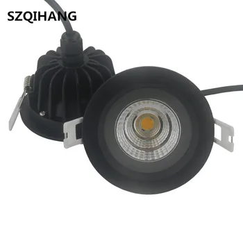 Magas Minőségű, 12W, Meleg, Természetes Hideg Fehér LED Beépíthető AC85-265V IP65 Vízálló Fürdőszoba Fekete kagyló COB LED Mennyezeti Spot Lámpa