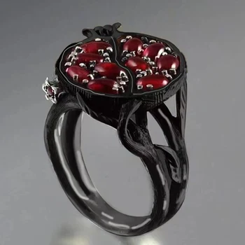 Milangirl Vintage Gyümölcs Friss Vörös Gránát Gyűrűk Nők Ajándékok Gyanta Kő Gránátalma Ékszerek Ősi Évfordulós Gyűrű