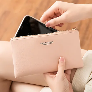 MIYIN Női Táska hosszú ultra-vékony hitelkártya táska minimalista nulla táska vékony, nagy kapacitású cipzár tartani táska retikül táska lány