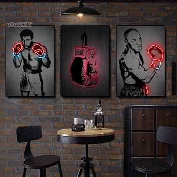Neon Hatású Nyomatok Vászonra Festés Mike Tyson ,Muhammad Ali Plakátok, Sport, Művészeti Wall Art Képek Bár lakberendezés Ajándék számára