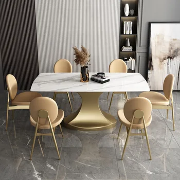 Olasz rock lemez étkező asztal csillogó fény luxus háztartási kis, téglalap alakú, modern, egyszerű, étkező asztal, székek, kombináció