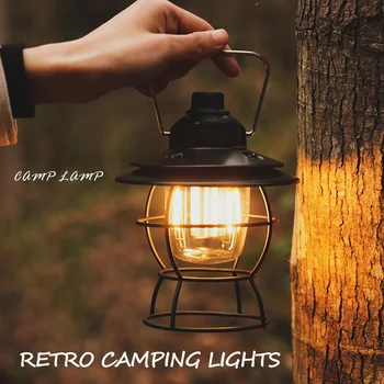 Retro Camping Lámpák Kültéri Multi-function Világítás Hordozható Tábor Ló Fény, LED-es Sürgősségi Sátor Lámpa Vízálló USB Munka Lante