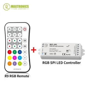 RF WiFI RGB SPI LED Vezérlő 5-24VDC IC Típus Pixel Csík ALKALMAZÁS, Vezérlés ,WiFi-SPI+R9 RGB Távirányító A WS2812 WS2815 LED Szalag