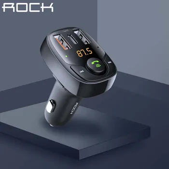 ROCK 36W Gyors Töltő, Bluetooth 5.0 FM Transmitter 3 USB Töltő Port Támogatja a Navigációs Több Gyors Töltés Protokollok