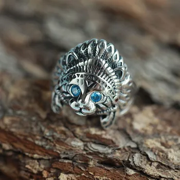 Régi Ezüst Színű Indiai Macska Állítható Gyűrű a Nők a Férfiak Állati Ékszerek Kiegészítők