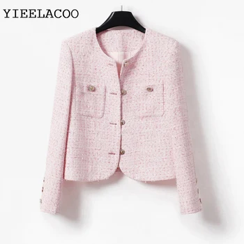 Rózsaszín gyapjú kabát, Elegáns stílus, új tavaszi/őszi/téli gyapjú kabát, Gyapjú klasszikus dzseki Női ruházat