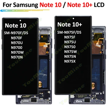 Samsung Galaxy Note10 N970 LCD Kijelző érintőképernyő Digitalizáló +Keret Samsung note 10 Plusz Note10+ N975 Note10 Pro