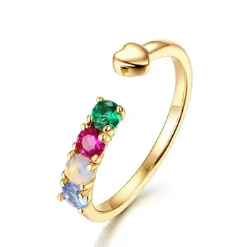 Természetes Opál Gyűrű S925 Sterling Ezüst 9k Arany Bevonatú Opál Kő Ruby Zöld Cirkon Kék Spinell Gyűrűk Nők, Drágakő, Ékszer, Ajándék
