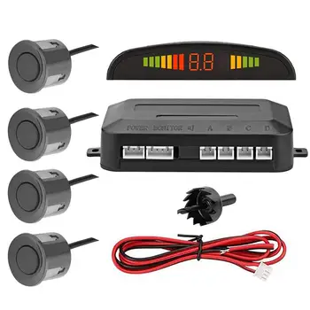 Tolatóradar Járművek Parkoló Érzékelő Rendszer 4 Érzékelők Radar Kit Vezeték nélküli Fordított Biztonsági LCD Alarm Buzzer