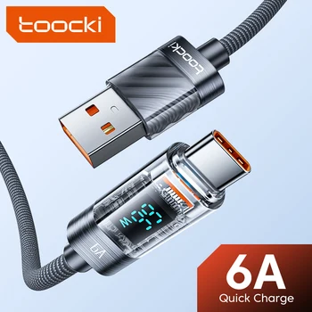 Toocki 6A Típusú USB-C Kábel-Gyors Töltés Töltő Vezeték Kábel Huawei P40 LED Adatok USB-C Telefon Kábel Xiaomi Mi 10 Samsung S2