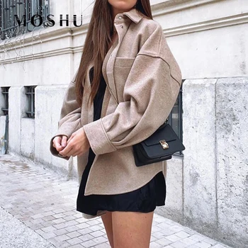 Téli Női Kabát Vintage Meleg, Vastag Kabát, Elegáns Laza Hosszú Kabátot Kapcsolja Le A Gallér, Hosszú Ujjú Női Felsőruházat Streetwear