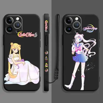 Tér Folyékony tok Apple iPhone 14 13 12 11 Pro Max 13 12 Mini XS XR X 7 8 6 6 5 5S Plusz Csinos Lány Sailor Moon-Borító