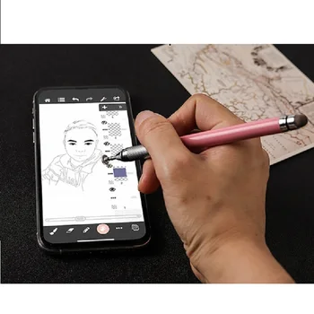 Univerzális 2 in 1 Stylus Toll Rajz Tabletta Kapacitív Képernyő Caneta Touch Pen, a Mobil Android Telefon Okos Ceruza Tartozékok