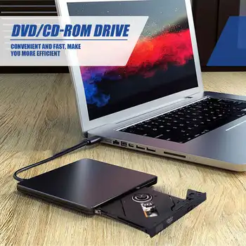 Univerzális Autós USB 2.0 Hordozható Külső Ultra Sebesség CD-ROM, DVD-Lejátszó Autó Lemez Támogatása, Laptop, Asztali PC