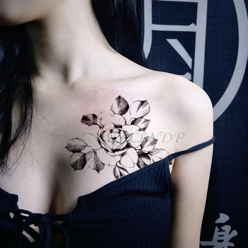 Vízálló Ideiglenes Tetoválás Matrica Rózsa Virág Levél Tatto a Lábát, Karját Vissza tattos Flash Tetoválás Hamis Tetoválás Lány Férfiak Nők