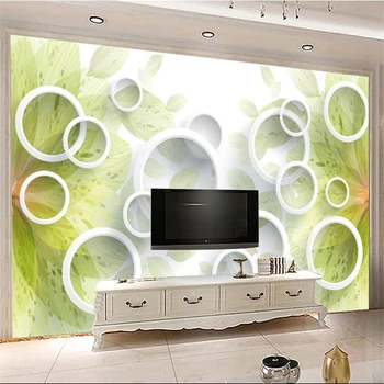 wellyu cucc de parede papier peint saját háttérképet, Modern, egyszerű, kézzel festett virágok 3D-s körökben TV háttér fal