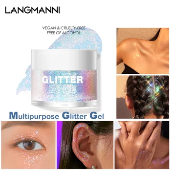 Zselé, Glitter Gel Kozmetikai Multifunkcionális Csillogó Szem, Haj, Test, Arc Glitter Gel Flash Laza Flitterekkel Fesztivál Csillogó Sminkeléssel