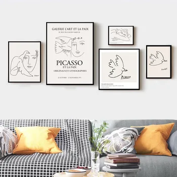 Északi Picasso Híres Festmény, Absztrakt Művészet Vonal Poszter Fali Vászon, Olajfestmény, Festmény Nyomtatás Nappali Dekoráció