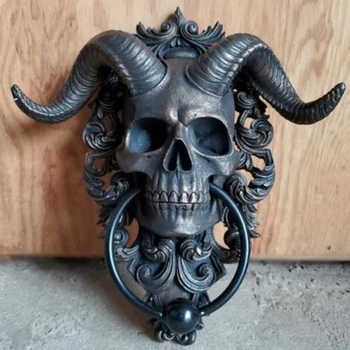 Ördög Koponya Ajtót Isten független állni gyanta díszek punk Sátán Koponya bárány fejét, fali dekoráció medál ereklye