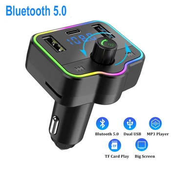 Új Autó MP3 Bluetooth-Lejátszó Bluetooth 5.0-S autórádió Audio Adapter 2 USB C Típusú Gyors Töltő TF Kártya Zene Modulátor Autó Készletek