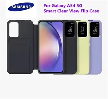 Új Eredeti Samsung Galaxy S54 5G Tiszta S Nézet Bőr Flip Cover Galaxy A54 5G Tükör Smart View Flip tok SM-A546V