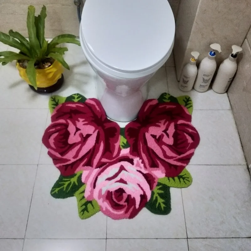 Hímzett Padló Szőnyeg 3D-s Rózsa Nappali Szőnyeg, Asztal Hálószoba Szőnyeg Éjjeli Szalon Szőnyeg Művészet Romantikus Rose Tapete