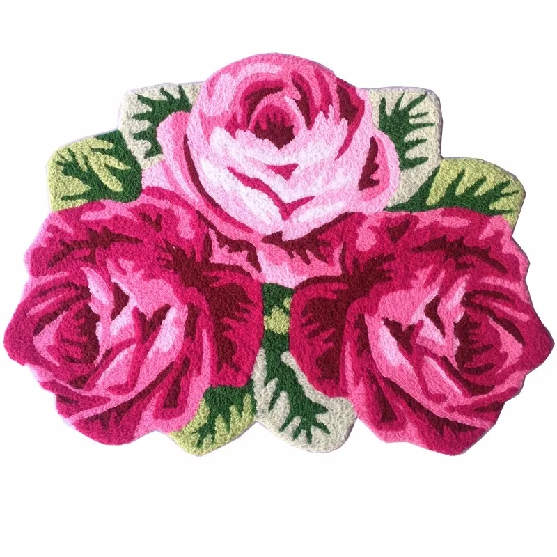 Hímzett Padló Szőnyeg 3D-s Rózsa Nappali Szőnyeg, Asztal Hálószoba Szőnyeg Éjjeli Szalon Szőnyeg Művészet Romantikus Rose Tapete